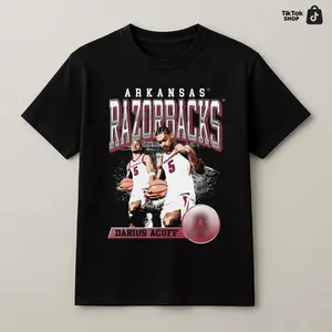 Arkansas Razorbacks Darius Acuff T-Shirt College Basketball Fan Shirt Vintage NCAA Arkansas Tee