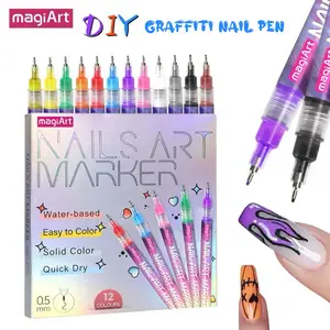 Professional nail art pen set, 12-color acrylic paint pens, DIY quick-drying nail correction pens, daily use nail art marker pens, a manicure nail art tool gift for women and girls