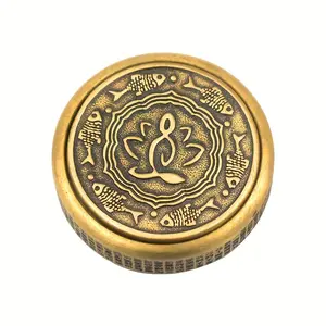 Elegant Brass Fidget Spinner with Intricate for Lotus & Koi Fish Design - Solid Brass Rotating Top, Double-Sided Handle for Men, Portable Gadget Decompression Toys