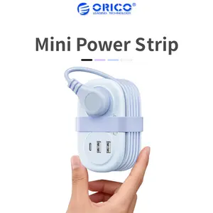 ORICO Mini Power Strip 3.7FT Extension Cord with 2 AC Outlets 3 USB Ports Including 1 USB C Flat Plug for Travel Cruise Office Hotels AP3-2A2U1C