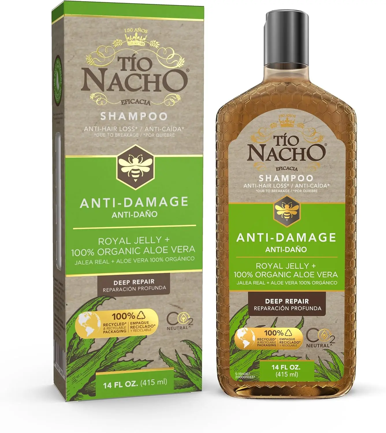 Tio Nacho Shampoo- Organic Aloe Vera Deep Repair, Single Pack, Paraben Free, Silicone Free, for Dry Damaged Frizzy Hair, Haircare, 14 Oz - 1 Pack