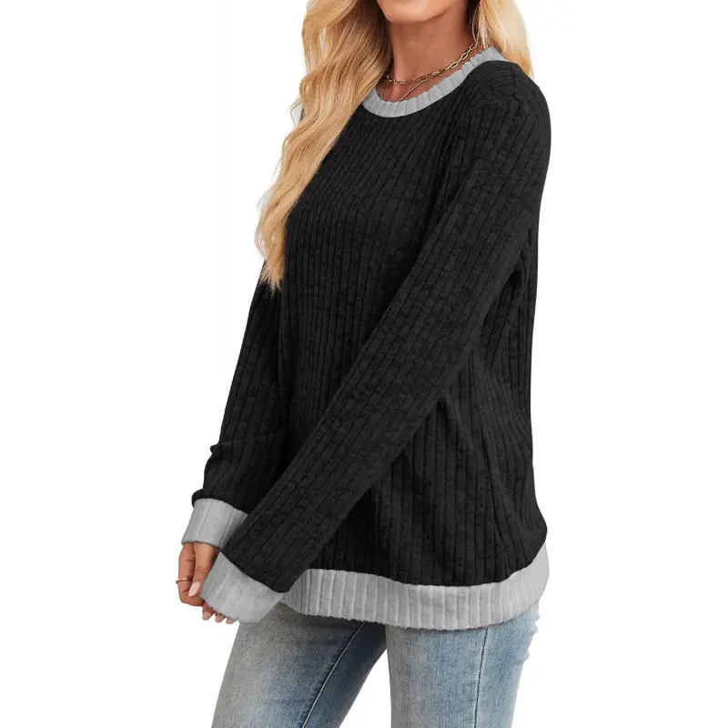 Womens Tops Long Sleeve Shirts Lightweight Sweaters Loose Fit Crewneck Color Block Fall Fashion Outfits Womens Tops Long Sleeve Shirts Lightweight Sweaters Loose Fit Crewneck Color Block Fall Fashion Outfits