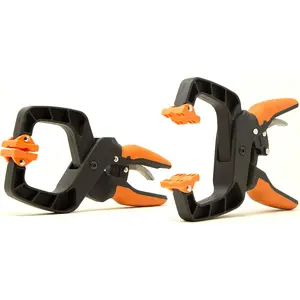 Quick-Release Ratcheting Hand Clamps with 2-Inch Jaw Opening and 2-Inch Throat, 2 Pack, Black