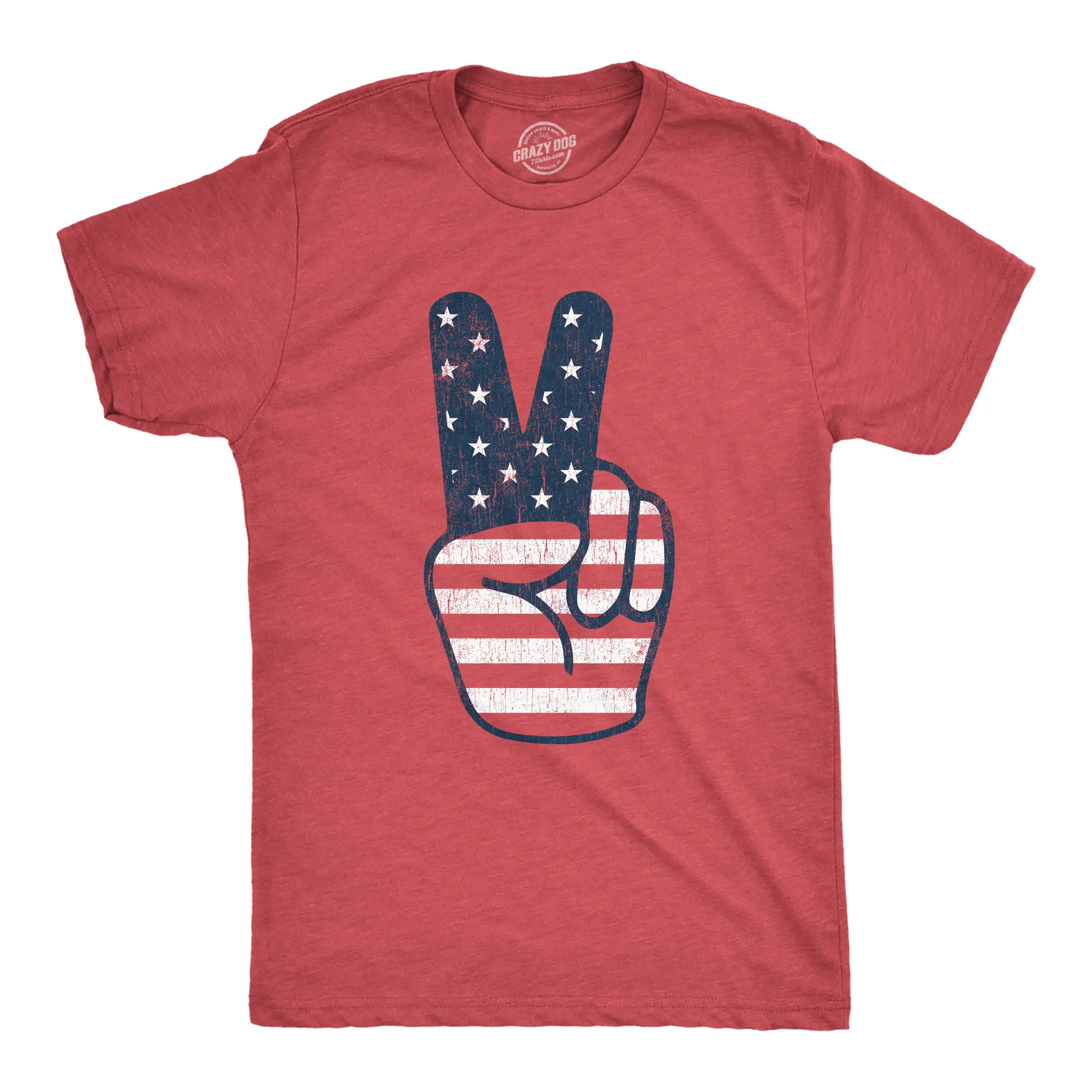 Mens Peace Sign American Flag T Shirt 4th Of July USA Patriotic Party Graphic Tee Mens Funny T Shirts Cool Vintage Fashion T-Shirt Gift Classic Menswear Patriotic Apparel for Men Novelty Tees for Guys Red
