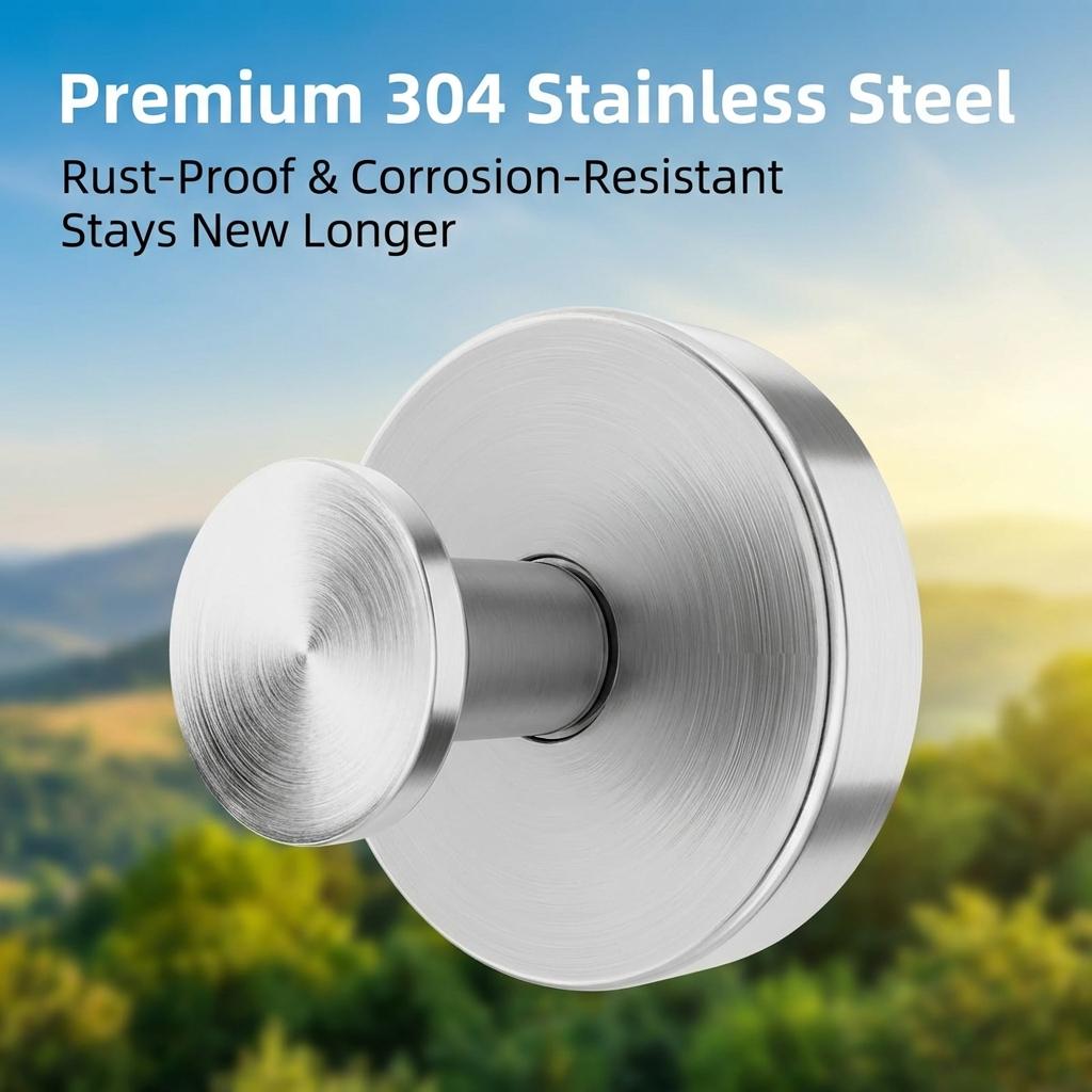 2 Pack Stainless Steel Suction Cup Hooks, Heavy Duty No Drill Waterproof Reusable Hooks for Bathroom Kitchen Towel Robe Loofah hangers