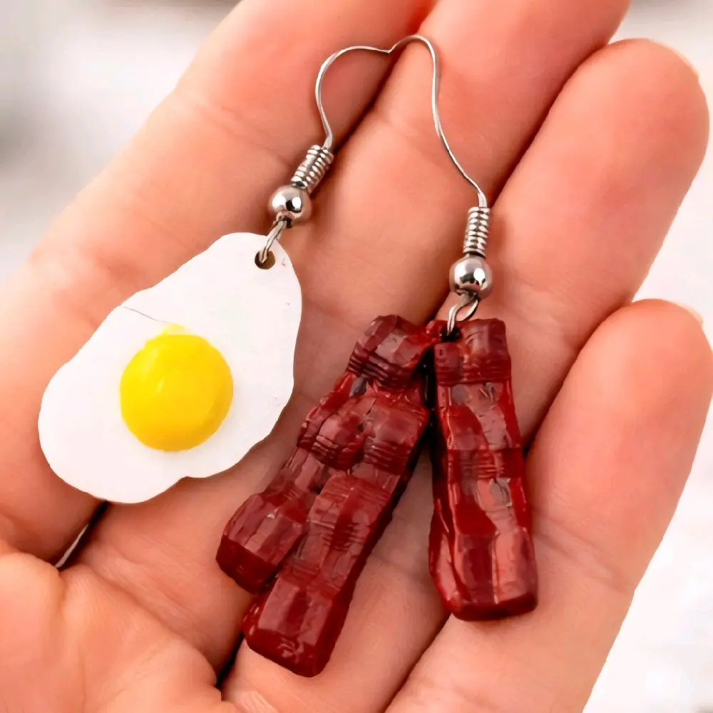 Breakfast Earrings, Cute Food-Themed Dangle Earrings for Women, Lightweight Alloy Fashion Jewelry for Daily Wear