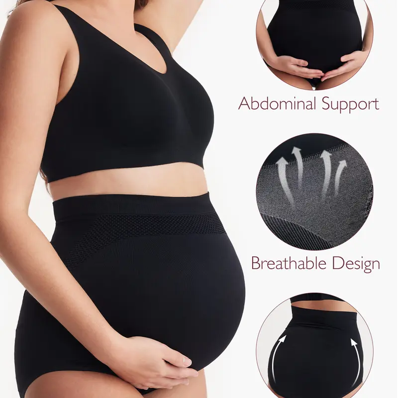 Momcozy Women's Maternity High Waist Underwear Pregnancy Seamless Soft Belly Support Panties Over Bump 3 Pack - 5 Pack tiktok shop maternity  undies