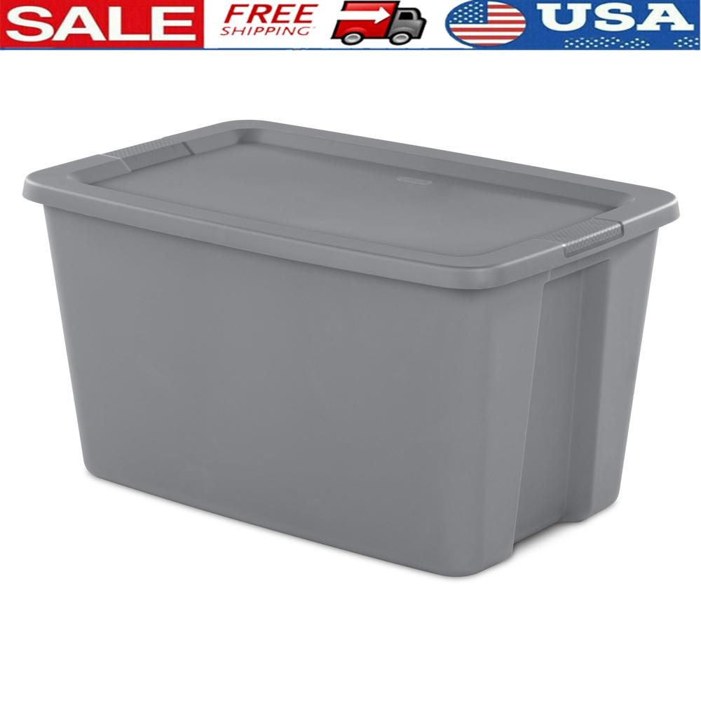 Extra Large 30 Gallon Storage Bin Stackable Container with Lid and Integrated Handles Extra Large 30 Gallon Storage Bin Stackable Container with Lid and Integrated Handles