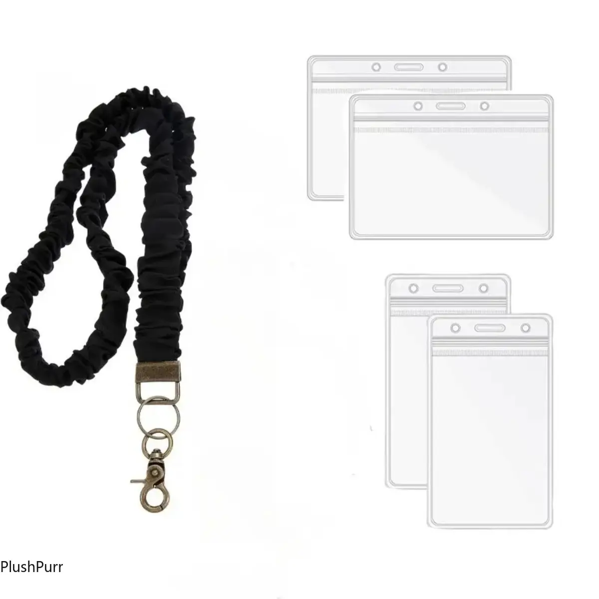 3-Piece Elastic Lanyard Set for Teachers, Nurses - Durable & Lightweight Stretchy Hypoallergenic Strap with Badge Holder, Rotatable Metal Base, 17.5-30in Expandable, Hands-Free, Secures Keys, Fits Phones, Gym/Travel Luggage Bag Accessory