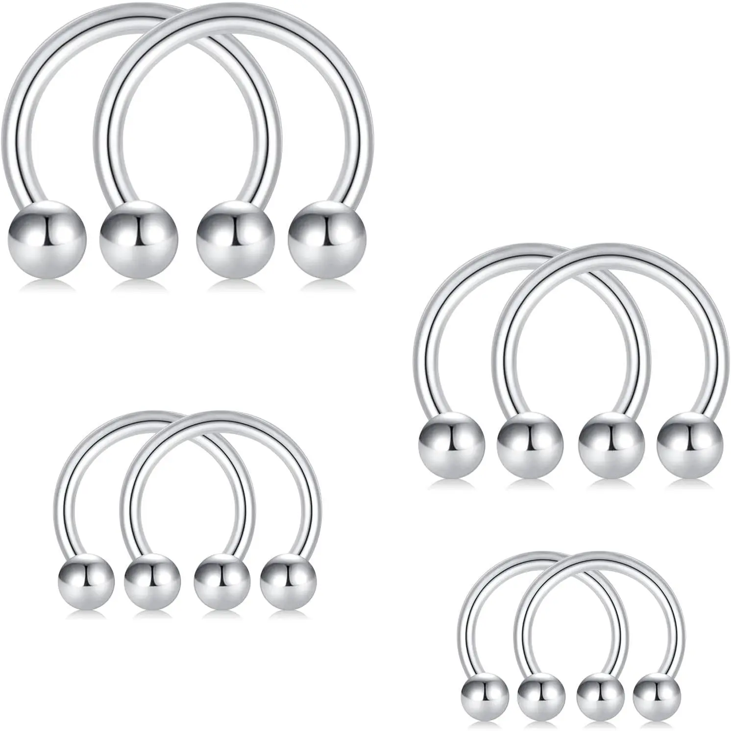 16G 18G 20G Horseshoe Septum Rings Surgical Steel Nose Piercing  Cartilage Helix Tragus Earring Hoop Eyebrow Lip Retainer for Women Men 6mm 8mm 10mm 12mm