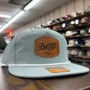 Leather Patch Rope Hat - Dusty Blue