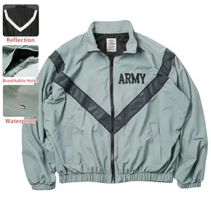 Kyn Apparel  Men's Waterproof Reflective Thin Loose Jacket, Spring, Autumn and Winter Outdoor Sports Training Casual Windproof Jacket,  Retro Military Jacket