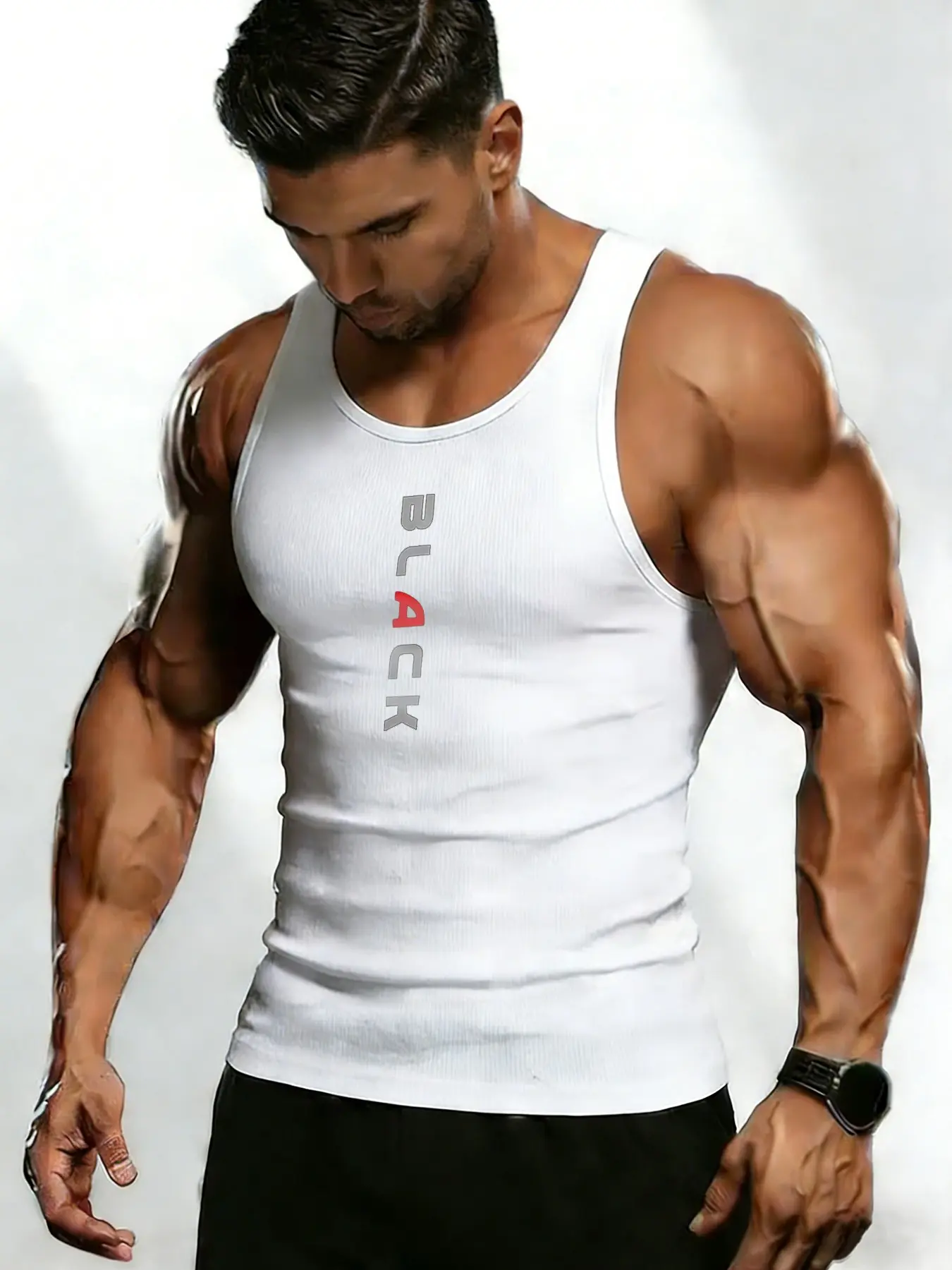 Men's Ribbed Compression Vest, Slim Fit Design, High Stretch Breathable Fabric for Gym Training & Casual Outings
