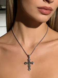 American Style Cross Titanium Steel Geometric Pattern Necklace, Durable and Stylish Religious Jewelry for Men and Women, Perfect Gift for Any Occasion