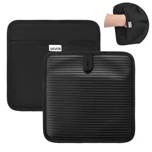 VEVOR Pot Holders, Heat Resistant to 500°F with Ribbed Soft Anti-Slip Silicone Strips, 100% Cotton 9.06 x 8.98 inch Hot Pads with 2 No-Marks Hooks, Washable Pot Trivets for Kitchen & Barbeque, 2 Pack
