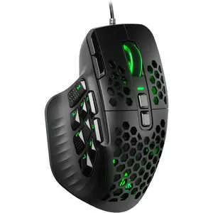 Wired RGB Gaming Mouse with 9 Side Buttons, 22800 DPI High Precision Optical Sensor, Ergonomic Design, 16 Programmable Custom Macro Shortcuts for Windows PC Gaming