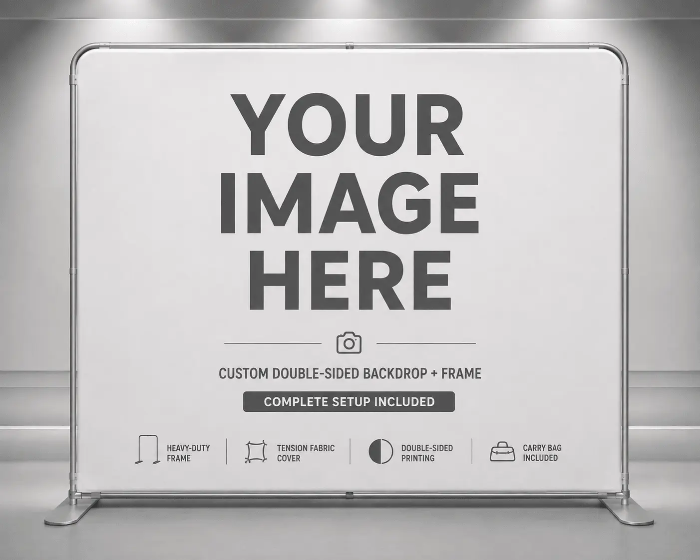 Custom Printed Double-Sided Tension Fabric Backdrop + Frame | Upload Your Own Artwork