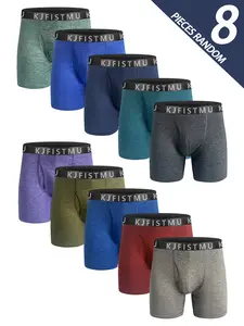 KJFISTMU Solid Color Boxer Briefs 8-Pack | Ultra-Soft & Breathable with Functional Fly Opening – Perfect for Work, Gym & Daily Wear
