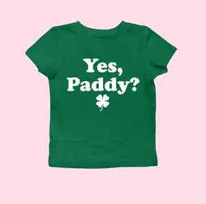 Yes, Paddy – The Perfect St. Patrick’s Day Baby Tee, Y2K Irish Crop Tee , Irish Celebration for St Patty Baby Tee Shirt