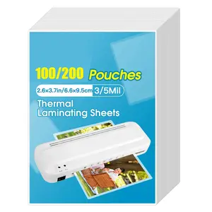 100/200 Sheets Thermal Laminating Sheets, Heavy-Duty Transparent Pouches, 3/5mm Thick PPO-Free Plastic Coated Paper for laminators, ID Badges, Business Cards, Photos, Booklets, Compatible with All Laminator Machines (Bulk Pack)