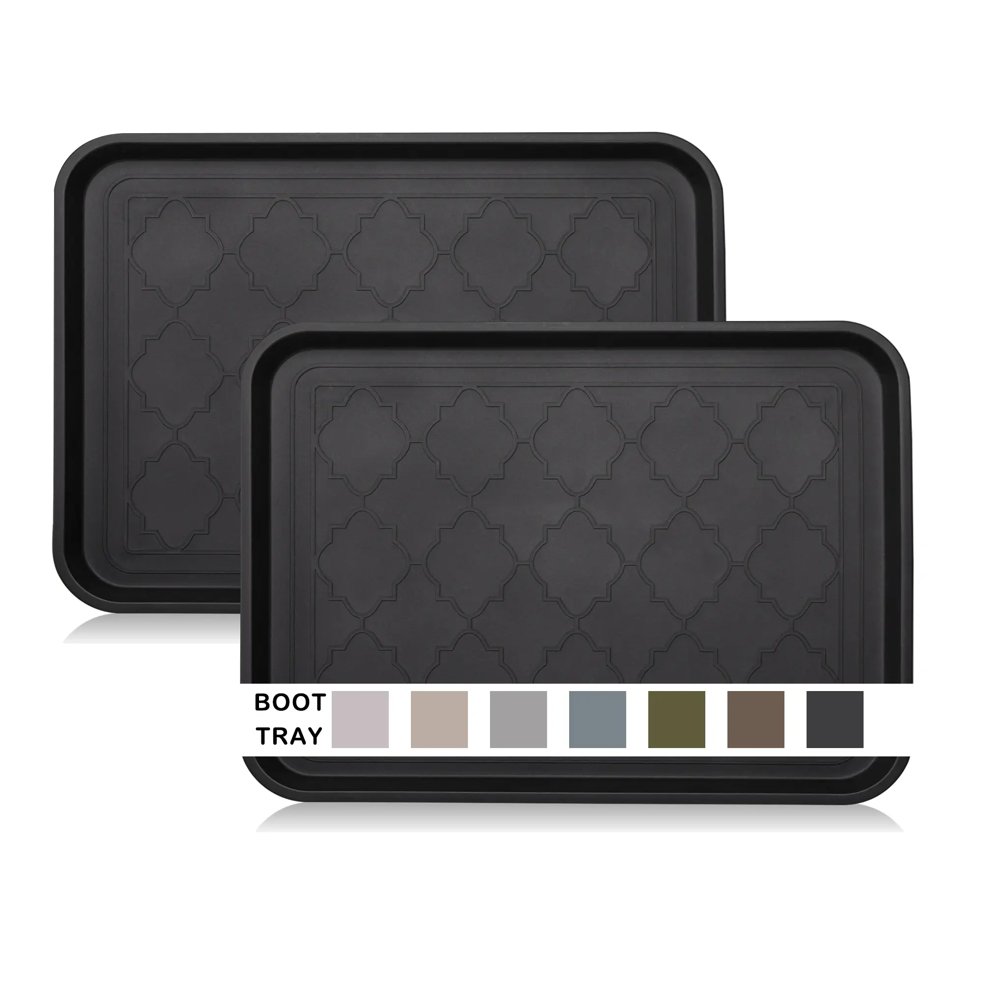 Boot Tray, 2 Packs Shoe Mat Tray, Waterproof Pet Feeding Mat with Raised Edge, Multi-Purpose Shoes Trays for Boots, Garden, Outdoor Use, 16.7"x12.8"