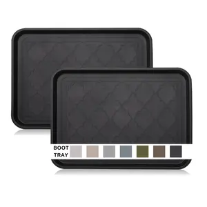 Boot Tray, 2 Packs Shoe Mat Tray, Waterproof Pet Feeding Mat with Raised Edge, Multi-Purpose Shoes Trays for Boots, Garden, Outdoor Use, 16.7"x12.8"