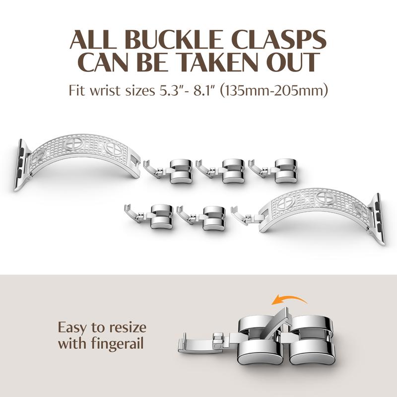 MISSAIR Luxury Diamond Band Compatible with Apple Watch Series 11-1 SE & Ultra - Elegant Stainless Steel Bracelet Wristband For Women's Christmas Gift