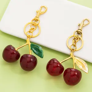 Cherry Keychain Bag Charm Trendy Multi-Color Cherry Pendant Cute Y2K Style Accessory for Women Lightweight Decorative Key Ring for Handbags Backpacks Daily Carry
