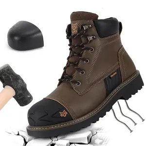 Mens 6 Inch Steel Toe Boot Industrial Work Boot Slip Resistant Safety Shoes Boy Footwear Worker