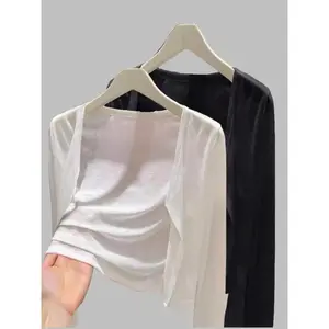 Women's Solid Color Open Front Long Sleeve Cardigan & Tee, Casual Comfy for Daily Wear, Ladies Clothes for All Seasons, Tops, Knitwear, Fitted