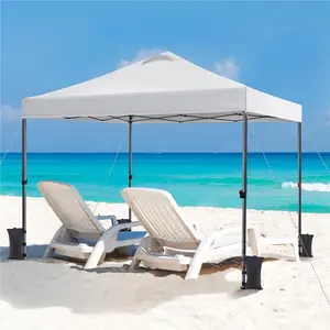 【Vented Top】Yaheetech 10×10 FT Pop Up Canopy Tent, Instant Portable Tent, Sun-Resistant & Height-Adjustable Outdoor Tent with Roller Bag & Sandbags & Ground Stakes & Guy Line