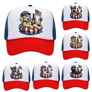 Patriotic Dogs: 4th of July Dog Trucker Hats | 50+ Dog Breeds, Custom Available, USA Flag, Fireworks, America 250, Snap Back, America, USA, Independence Day, Patriotic Cap for Women, Sassy Graphic Hats