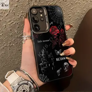 Skull Rose Spider Web Butterfly Case for Samsung Galaxy S25ULTRA S24PLUS S23FE S21PRO S22 S20+ A03S A05S A14 A31 A53 A34 A10 A04E M04 A33 A35 A55 A72 A71 A70 A22 A16 A06 A20S A54 Stylish Trendy Stain-Resistant Protection