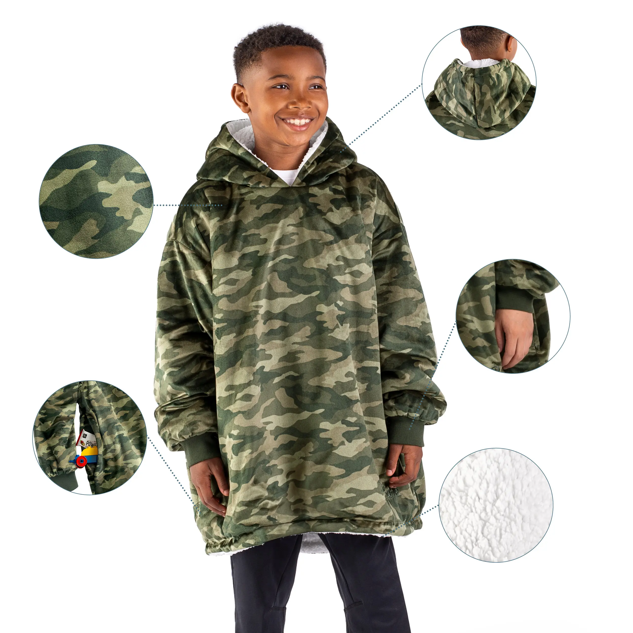 The Bare Homey - Youth Wearable Blanket - Sherpa Side Pockets The Bare Homey - Youth Wearable Blanket - Sherpa Side Pockets