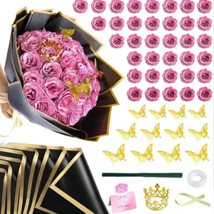 36 Piece Glitter Rose Bouquet, DIY Artificial Roses, Fake Sparkle Stems, Eternal Flowers, Elegant Wedding Bouquets, Anniversary Gifts