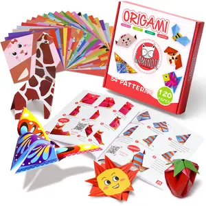 Gamenote Colorful Origami Kit, 54 Projects, 120 Double Sided Origami Paper, 12 Sheets Practice Papers, Origami Gift for 4+ Girls Boys Adult Beginners