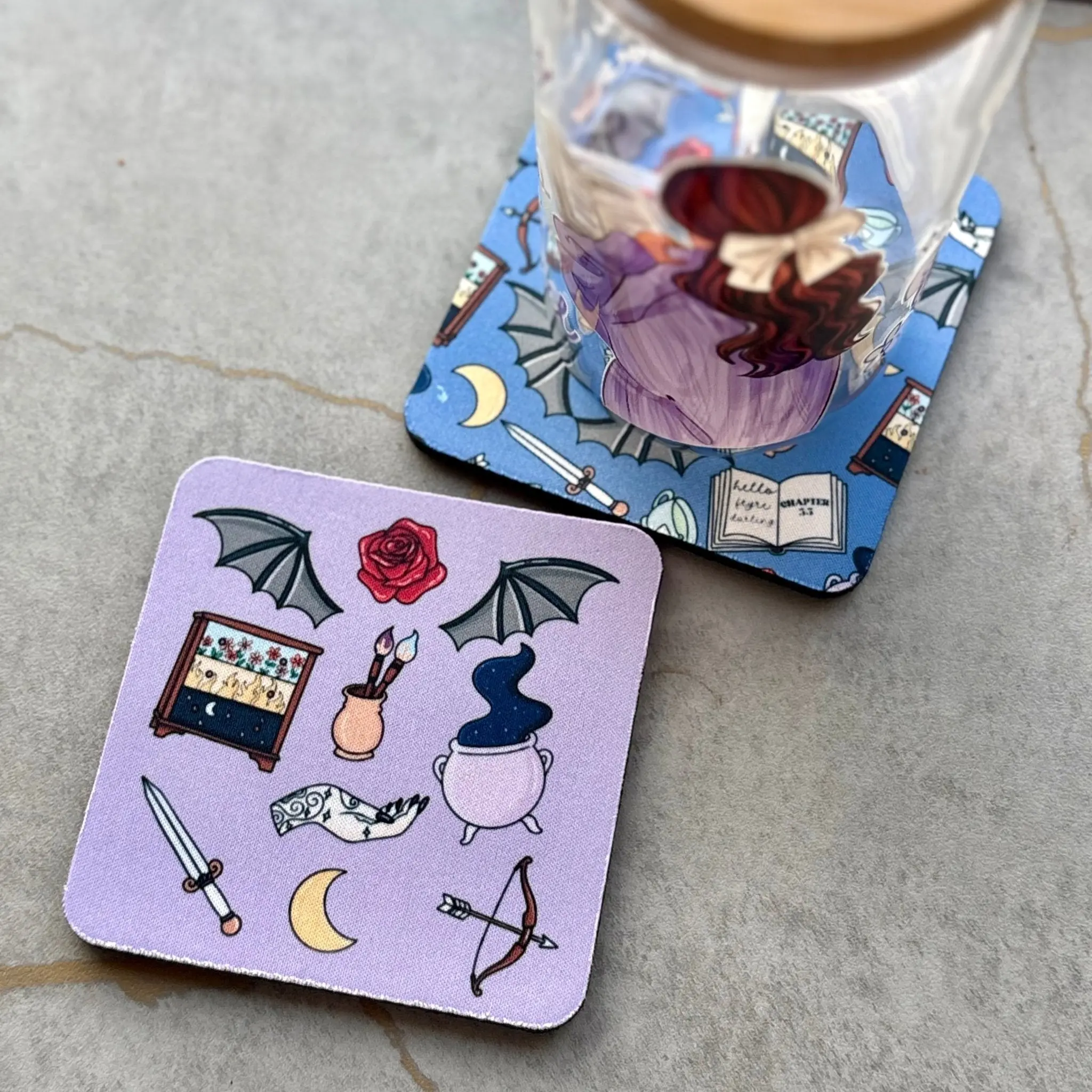 ACOTAR Symbol Coasters Set of 2 - Elegant Design for Home Decor