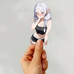 Frieren Cute Anime Sticker, Waifu Girl Vinyl Sticker for Laptop Notebook Phone Decor Sticker