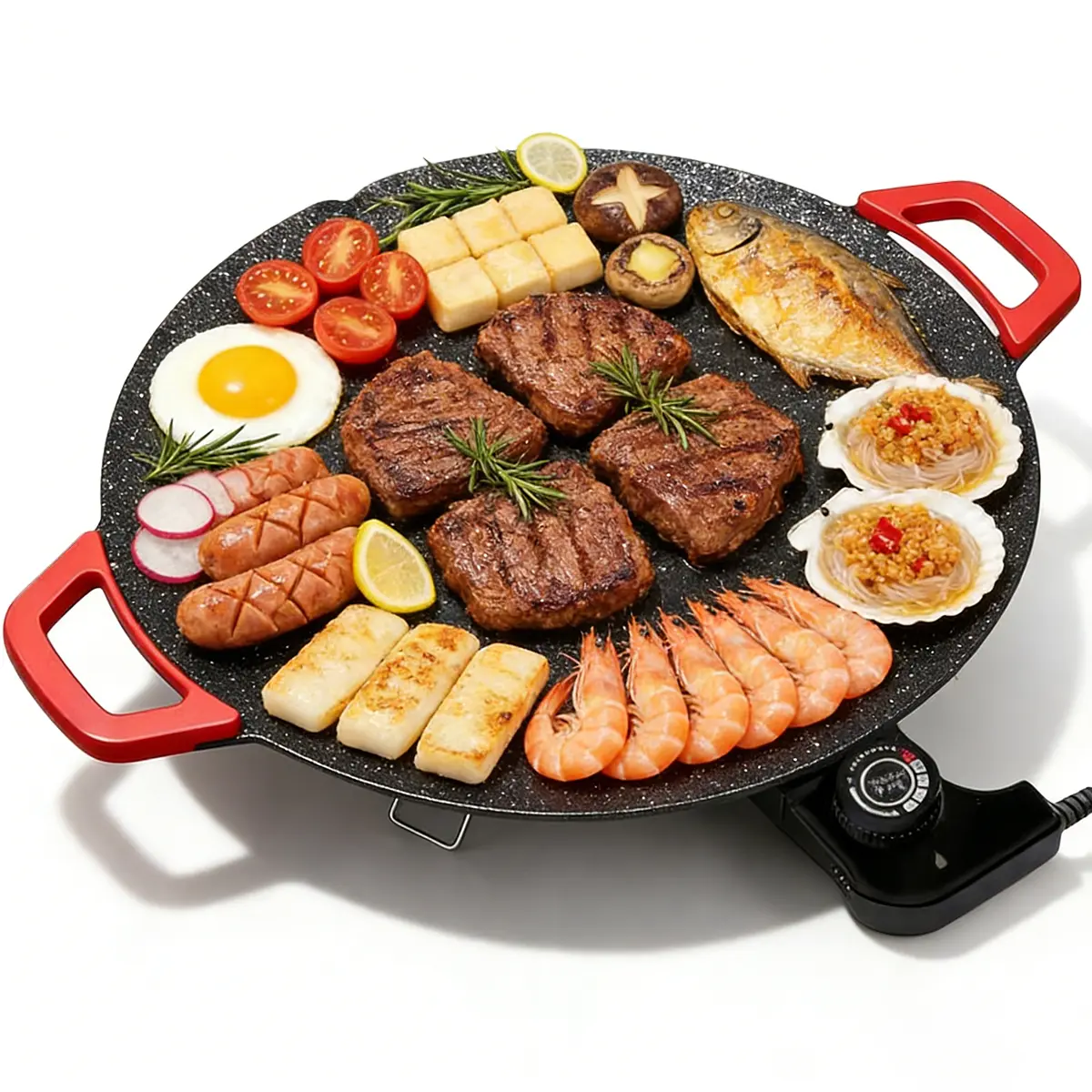 Portable Electric Comal - Indoor Smokeless Korean BBQ Grill, Non-Stick Griddle for Tortillas, Adjustable Thermostat Skillet Pan, Easy to Use for Beginners & Experienced Cooks