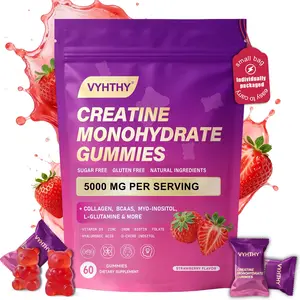 VYHTHY Creatine Gummies – Enriched with Collagen, Hyaluronic Acid, Biotin, Zinc & Folic Acid – Support Muscle, Skin, Hair & Nail Health – Sugar-Free Daily Gummies