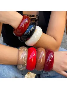European and American cross-border jewelry retro circular curved wristband exaggerated acrylic geometric Bracelet versatile bracelet