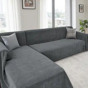 Inovaday Sectional Couch Covers 2 Pieces, Chenille L Shaped Couch Cover Blanket for Sectional Sofa with Herringbone Pattern Durable Washable Sofa Slipcovers