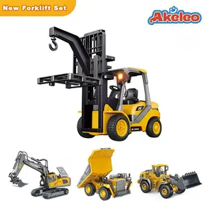 Akeleo 1:18 Scale RC Forklift Toy 2.4G Alloy Remote Control with 9 Functions Realistic Sound & Auto Presentation RC Distance 30M Rechargeable Battery Perfect for Collectors Kids,Christmas gift