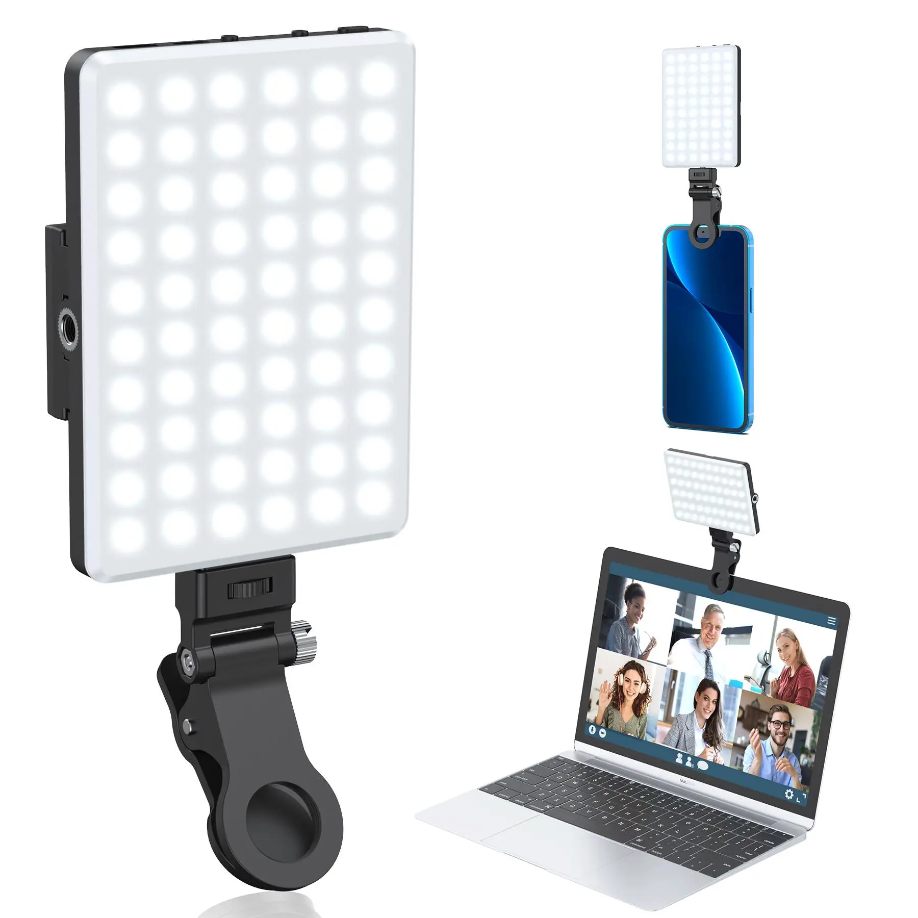 Selfie Ring Light, Rechargeable Video Light, 3 Color Lighting & Brightness Phone Ring Light for Phone, iPad, Makeup, Live-streaming & Vlog, Photograph
