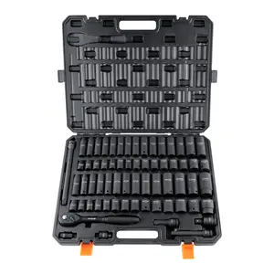 1/2" Drive Impact Socket Set  6 Point Cr-V Alloy Steel for Auto Repair Easy-to-Read Size Markings Rugged Construction