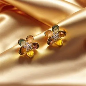 Swyii Elegant Floral Gemstone Earrings for Women, Non Tarnish Statement Jewelry, Aesthetic Daily Wear, Trendy Gift for Her, Luxury Fashion Accessories, Holiday Haul Deals, New Year Stuffers, Party Glam Jewelry, Gifts Women