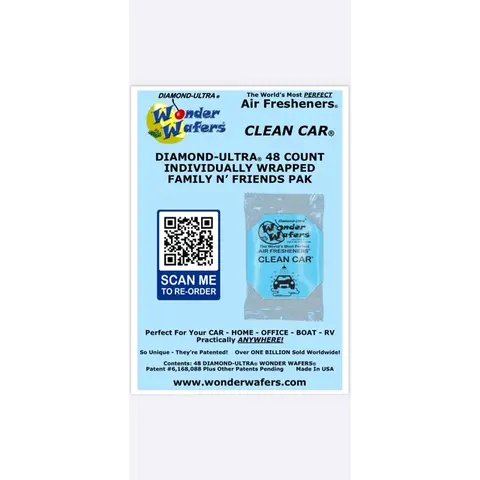 48 Count Individually-Wrapped Diamond-Ultra Wonder Wafer Car Air Fresheners Family N’ Friends Pak