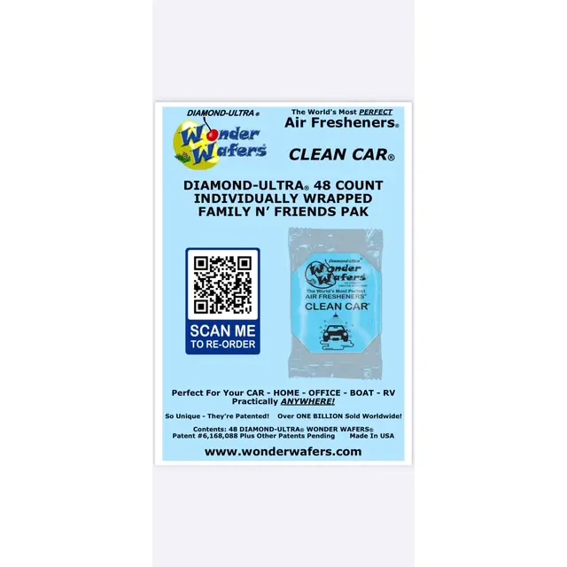 48 Count Individually-Wrapped Diamond-Ultra Wonder Wafer Car Air Fresheners Family N’ Friends Pak