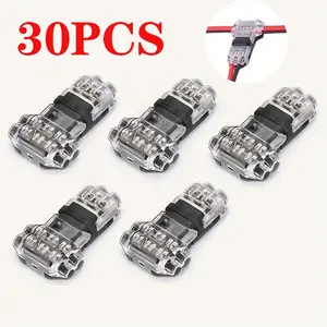30 Low Voltage Wire Connectors, Durable Reliable Connectors, T-Type Splice Connector, 2-Pin Line Splicing Connector for LED Strip, No Welding Required, Car 24-20 Awg