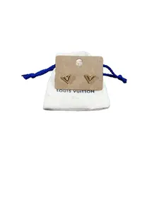 Pre-owned Louis Vuitton Essential "V" Stud Earrings with Dust Bag Perfect for Daily Use